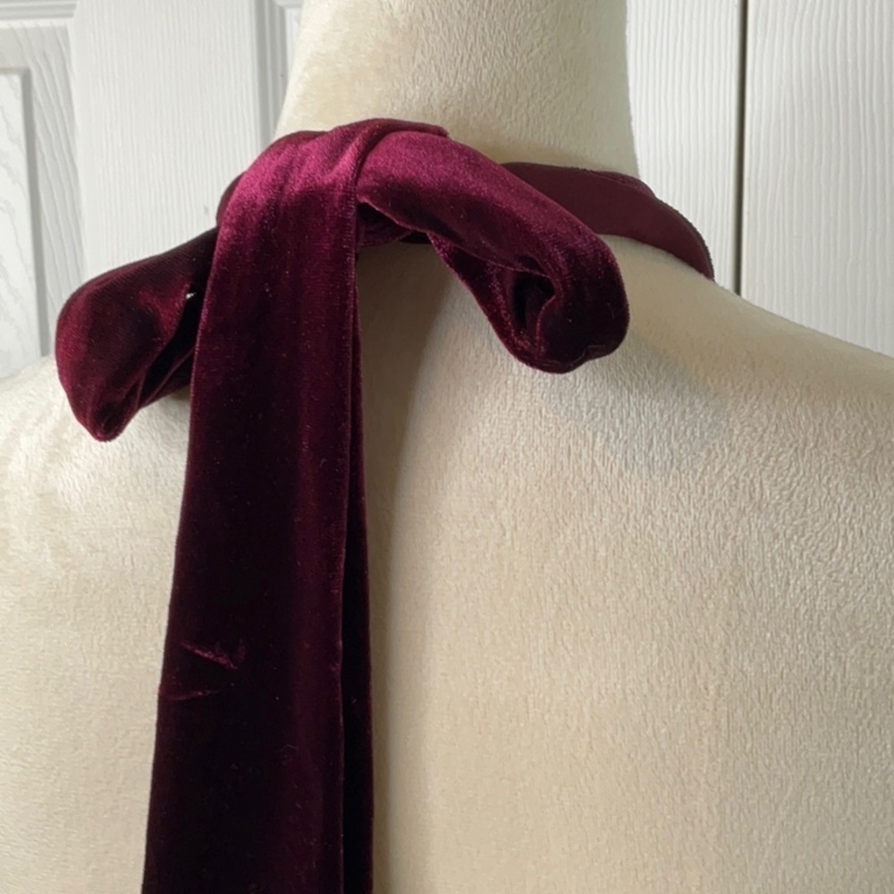 1.STATE Women's Mock Neck Halter Tie-Neck Velvet Jumpsuit Size S - Picture 12 of 13